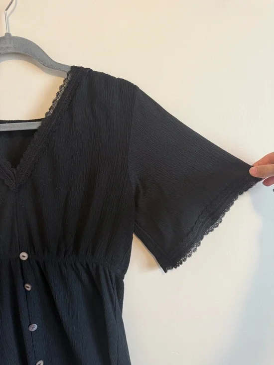 Disturbia Black Corruption Crinkle Midi Dress Goth Size 8/10 Medium - Picture 3 of 4